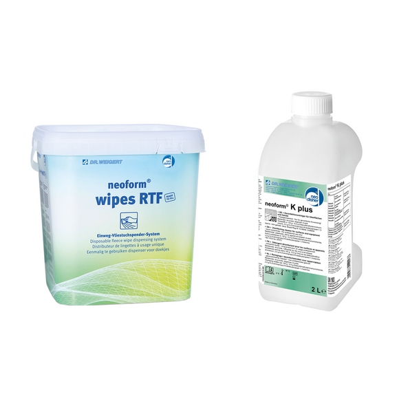 Set dispenser servetele Neoform Wipes RTF + dezinfectant Neoform K Plus